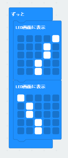 単純に往復する振り子をLED画面に表示する