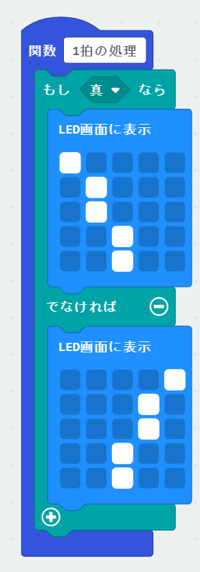 振り子の動きを関数「1拍の処理」内につくる