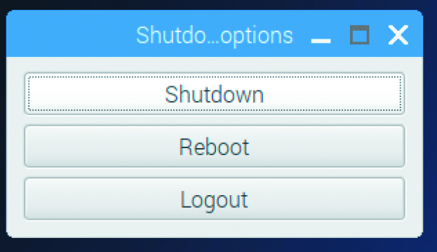 「Shutdown options」ダイアログウィンドウが開くので、「Shutdown」ボタンをクリックする。