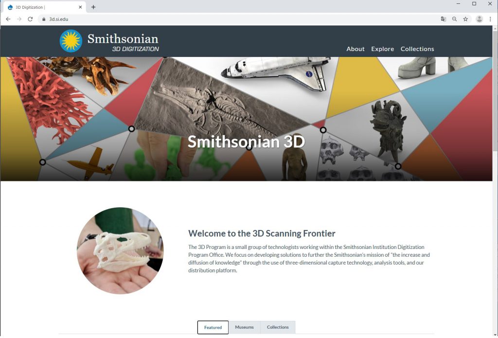 「Smithsonian 3D」ウェブサイト