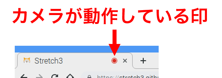 カメラが動作している印が表示される