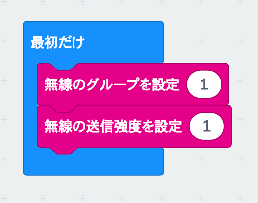 「最初だけ」ブロックに、「無線の送信強度」を設定