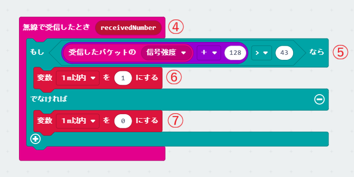 無線で受信したときのプログラム