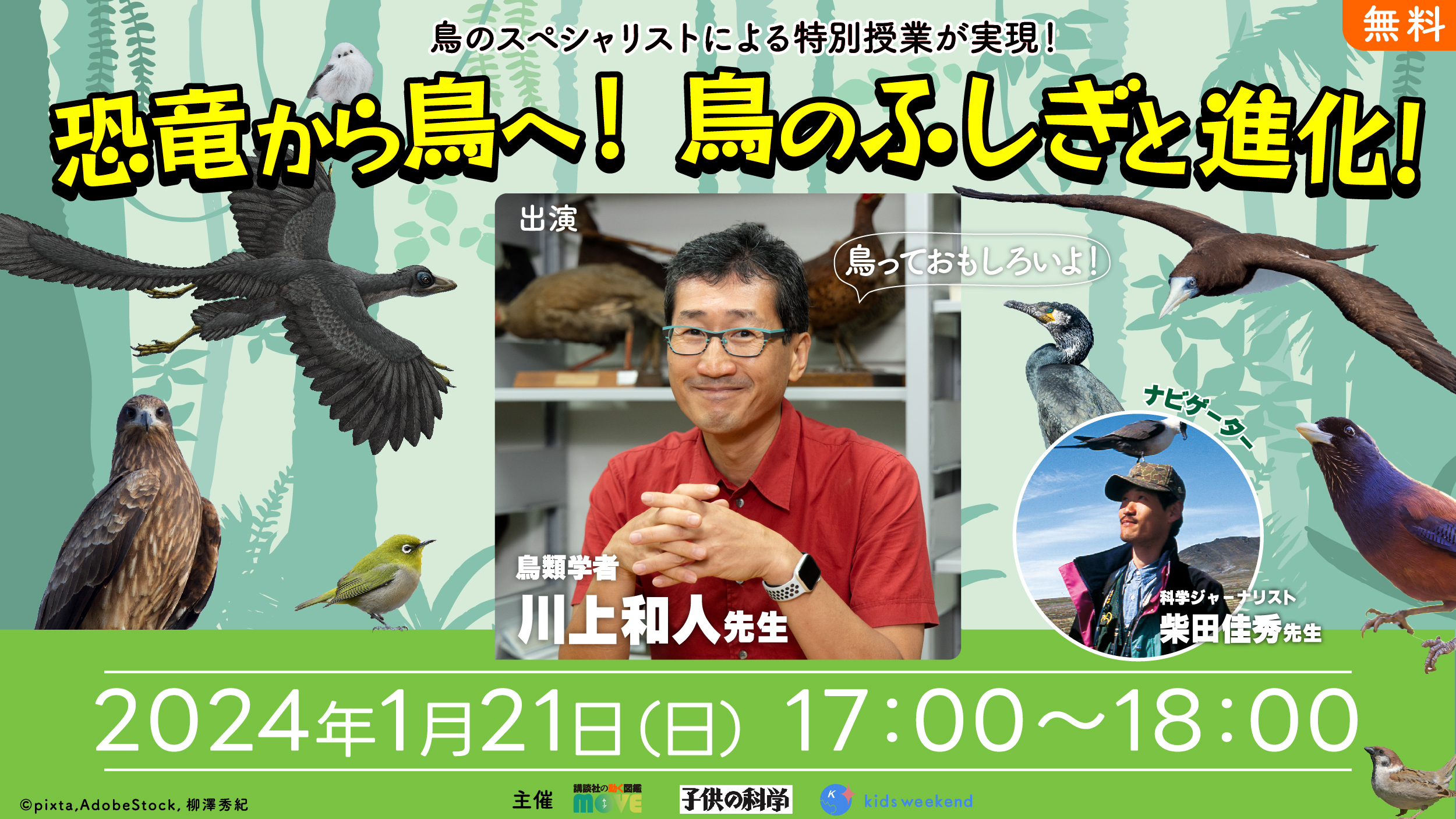 【1/21（日）開催】「恐竜から鳥へ！鳥のふしぎと進化！」無料オンライン特別授業開催