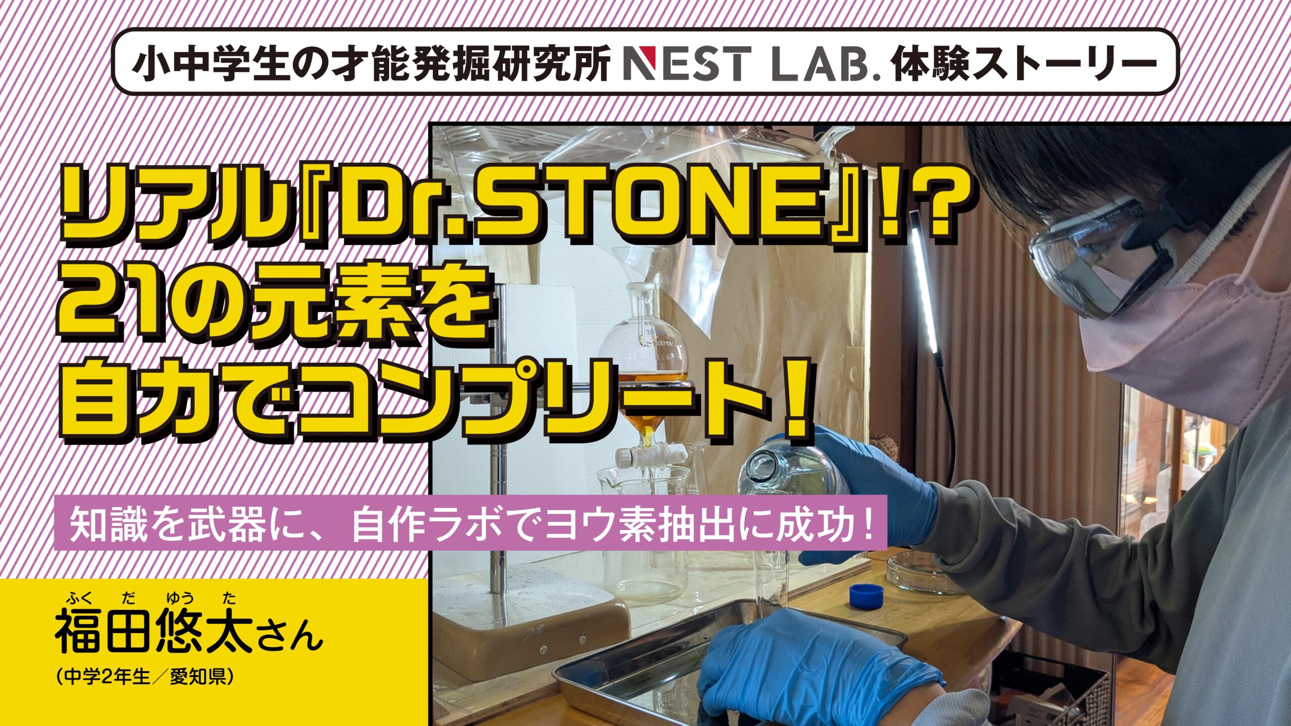 リアル『Dr.STONE』！？21種の元素を自力でコンプリート！福田悠太さん（中学2年生）【NEST LAB.体験ストーリー】
